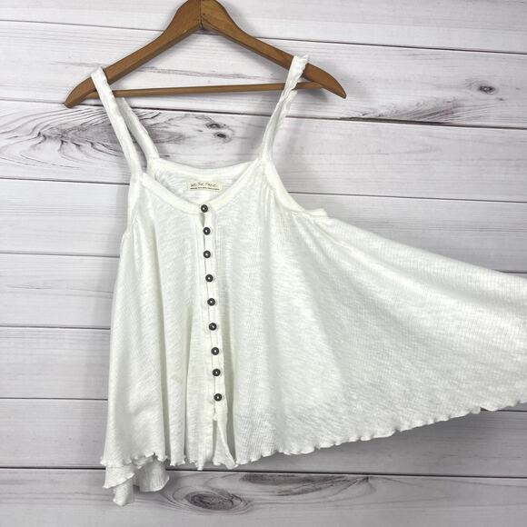 Free People We The Free Womens XS White‎ Button Front Poncho Blouse Top - Picture 2 of 6